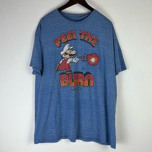 Super Mario Feel The Burn Graphic Tee Shirt Unisex Blue 2XL